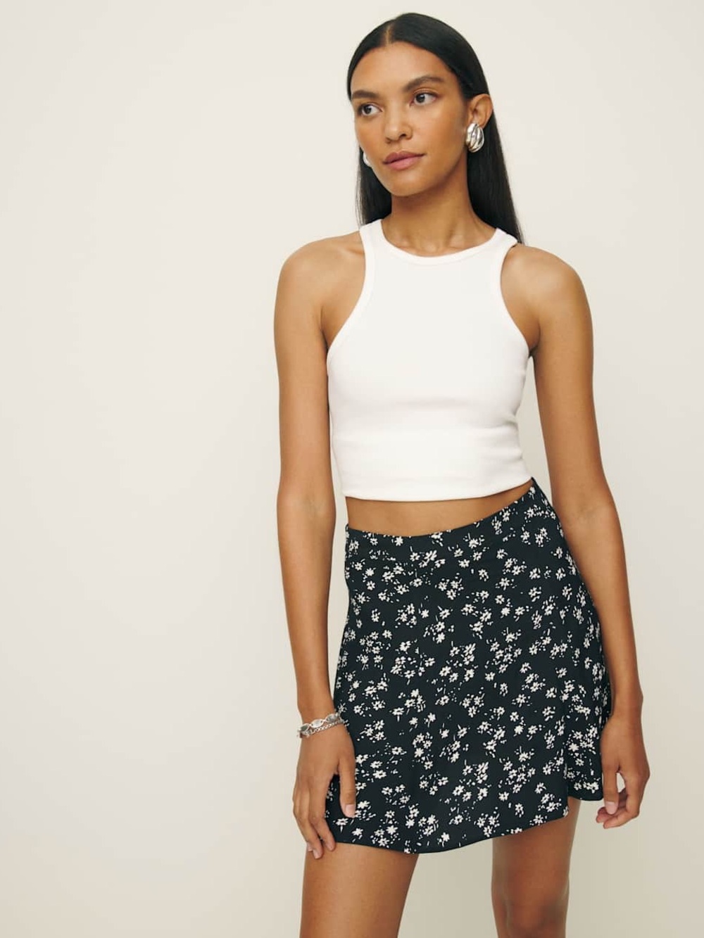 Reformation Flounce Floral Mini Skirt